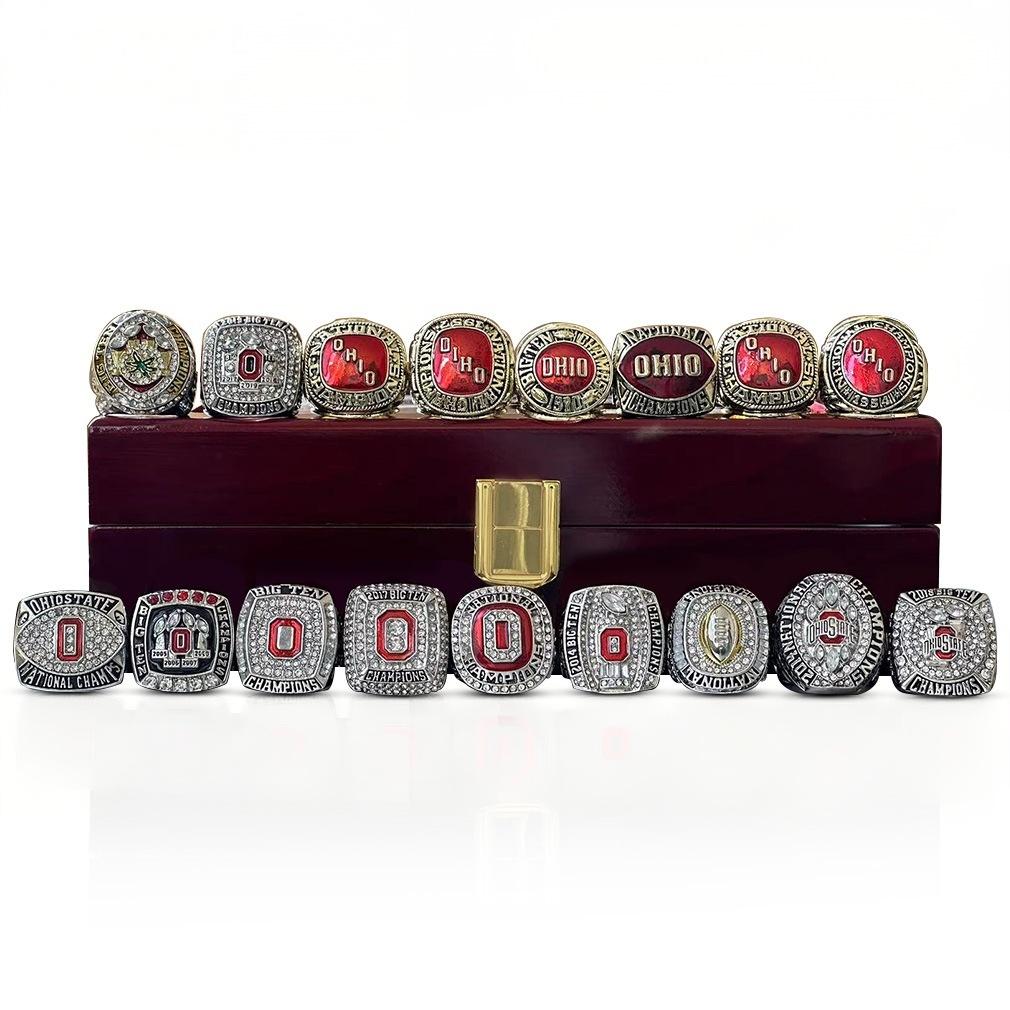 Wholesale 17-Piece NCAA Ohio State Buckeyes Championship Ring Set Boxed College Sports Fan Jewelry