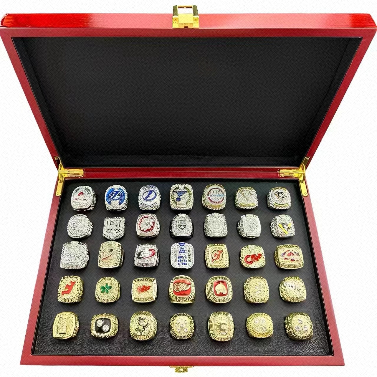 RQ Cross-Border New 1961-2022 for 35-Piece Set Natural Stone Glass Champion Rings Ice Hockey for Cup