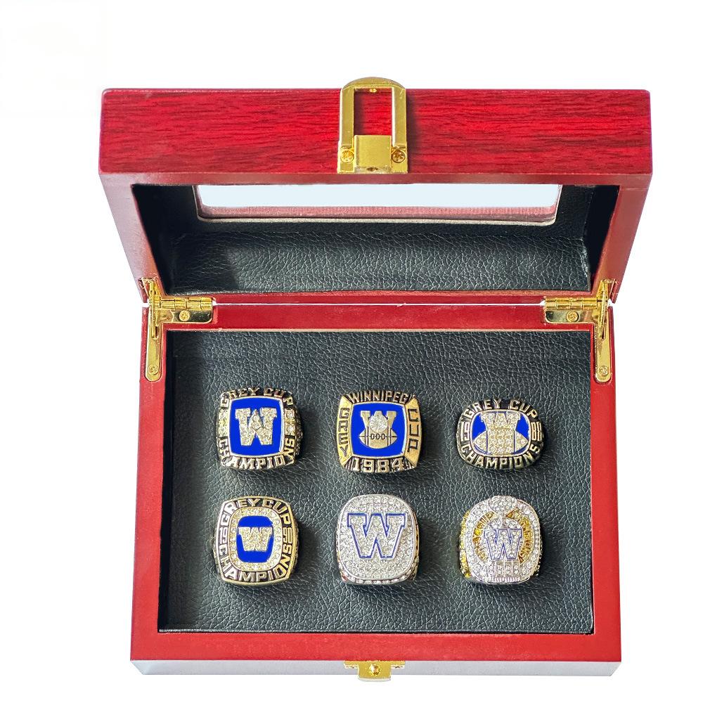 CFL Winnipeg Blue Bomber Grey Cup Championship Rings Football 6-Piece Set Custom Most Popular Alloy 