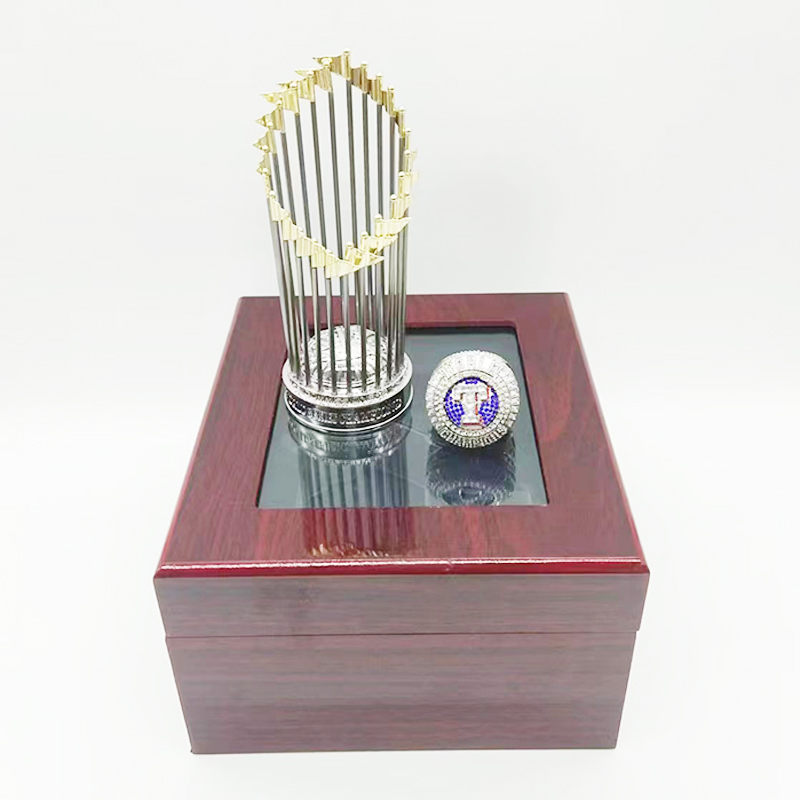 2023 Texas Rangers Championship Ring and Trophy With Display Box Sports Crafts for Sport Fans Alloy 